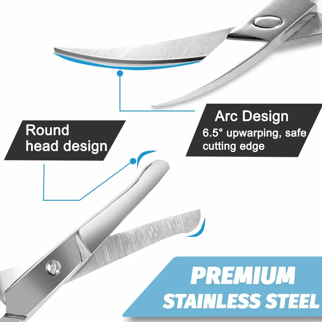 Lot de 2 ciseaux de manucure professionnels acier inoxydable extra tranchants pour ongles et cuticules