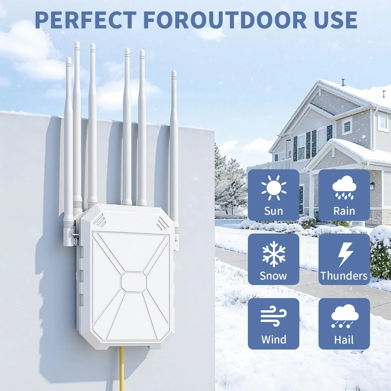 Répéteur WiFi 6 Extérieur AX1800 IP67 avec 6 Antennes 7dBi, Point d'Accès PoE Gigabit