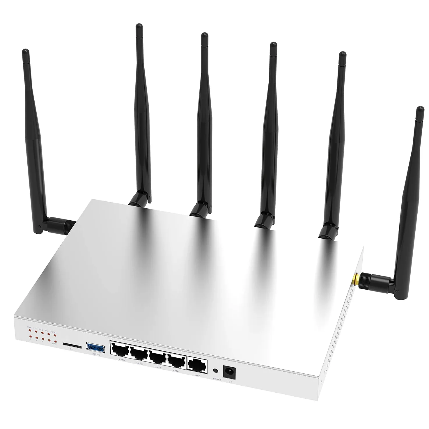(WG3526) Routeur sans fil 4G LTE AC1200 Dual Band Cat 6 Gigabit WiFi 4G avec boîtier métallique industriel/antennes externes amovibles 6×5dBi /emplacement pour carte SIM, port USB 3.0