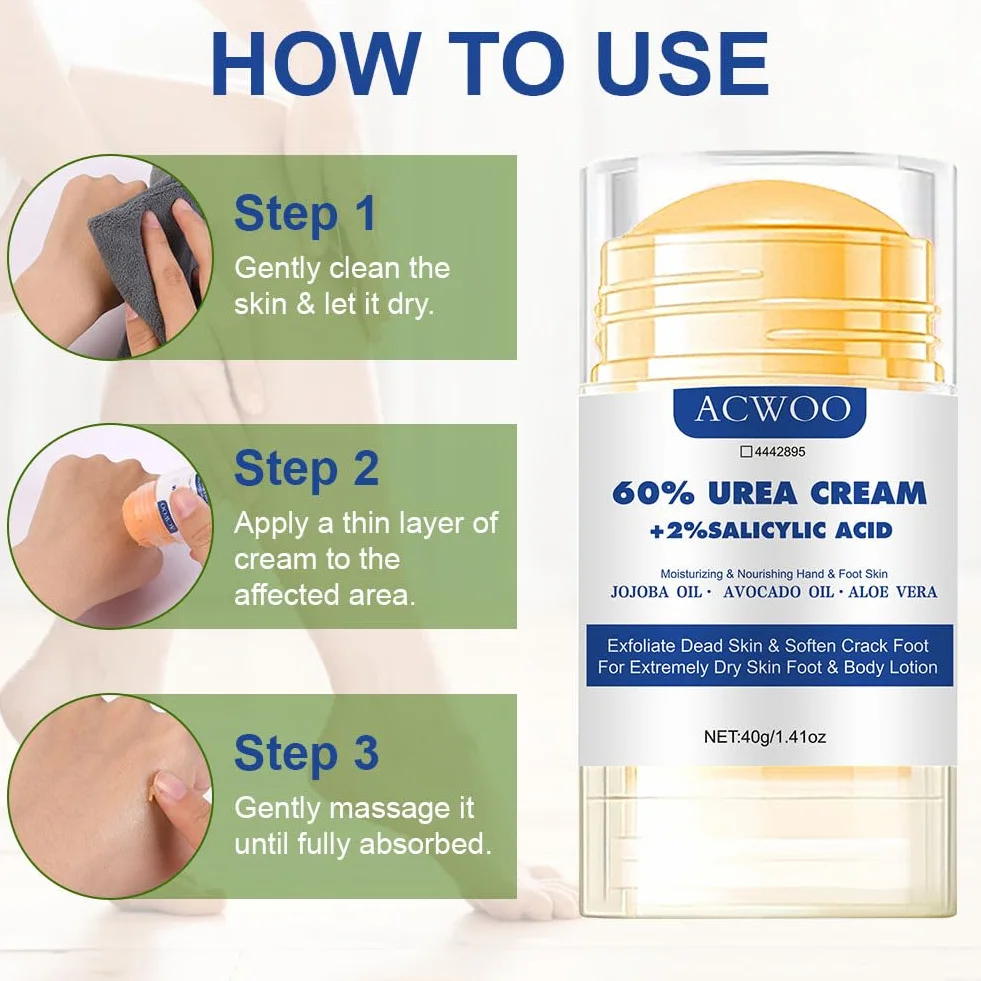 ACWOO Crème à l'Urée 60% Pieds Réparatrice Hydratante pour Pieds Secs et Fissurés