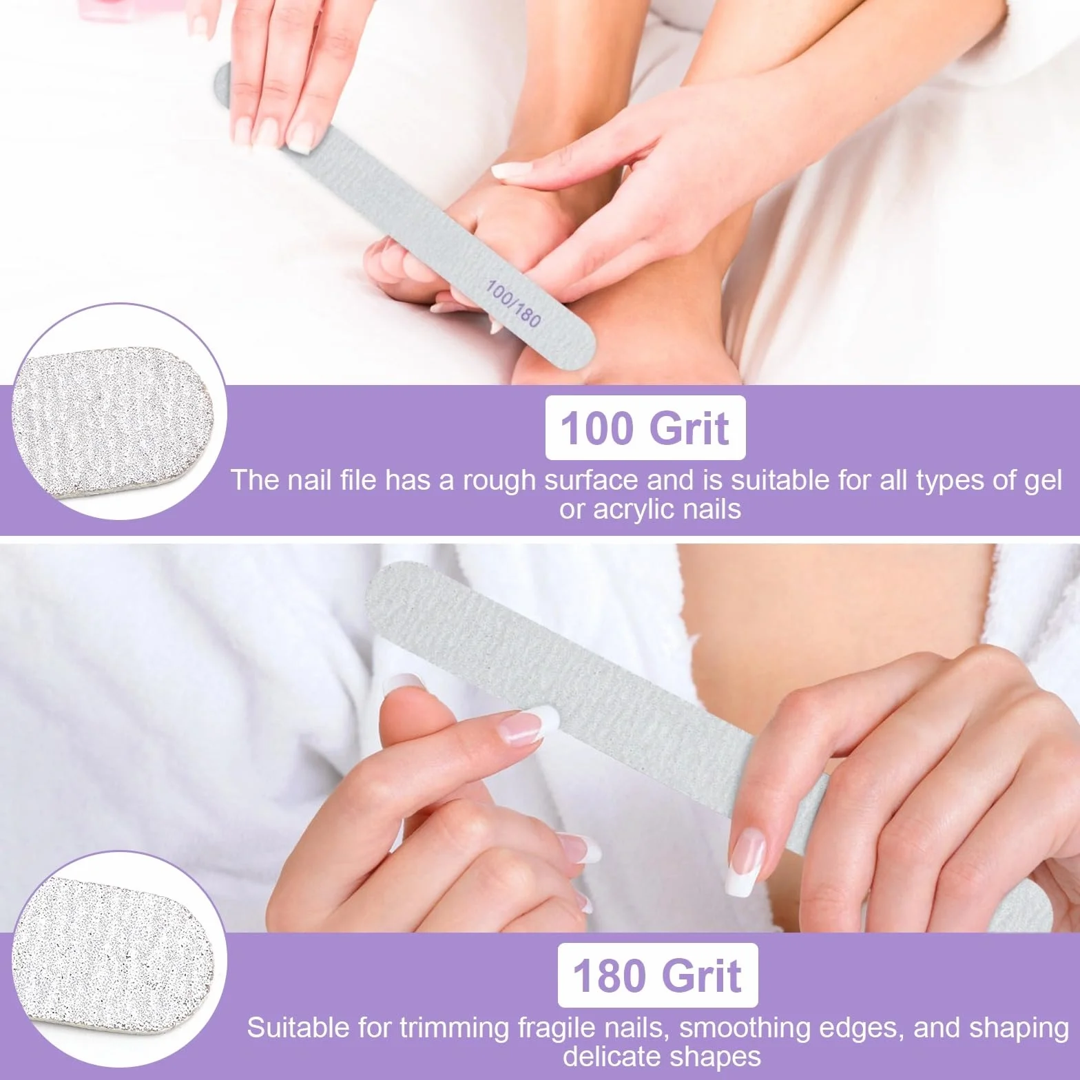 Limes à ongles professionnelles 100/180 double face jetables lot de 50