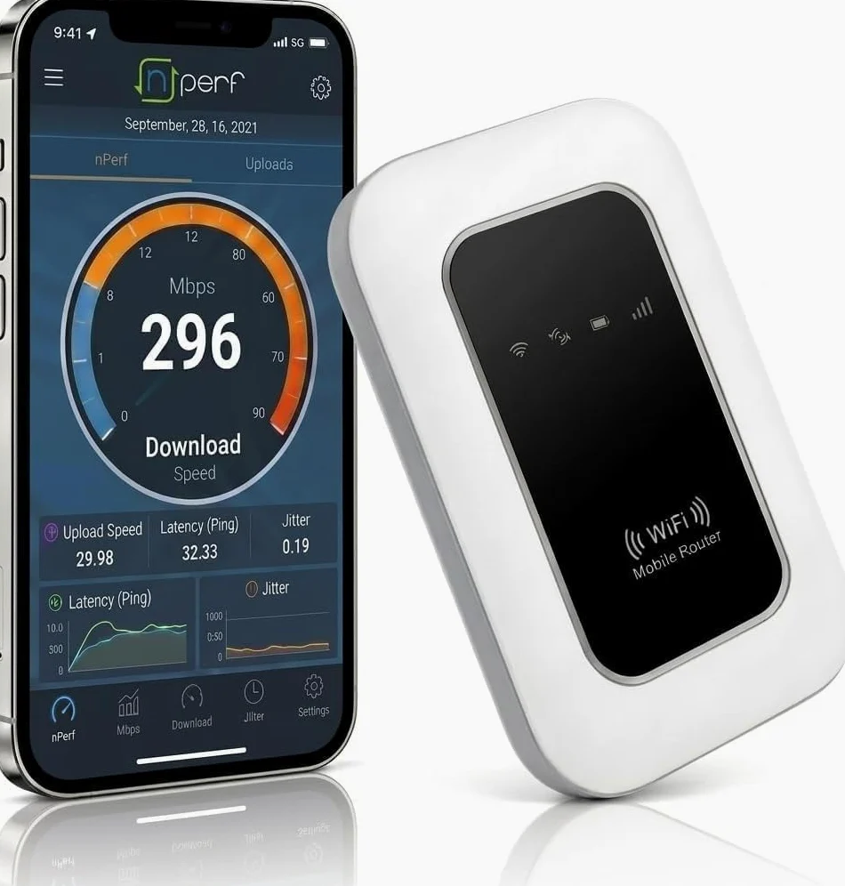 Routeur 5G Portable WiFi 6 avec Slot SIM Déverrouillé – Modem 5G Carte SIM, Internet Mobile Haut Débit 5G/4G+, Débit Ultra Rapide 300 Mbps, Jusqu’à 28 Appareils, Idéal pour Voyage & Télétravail
