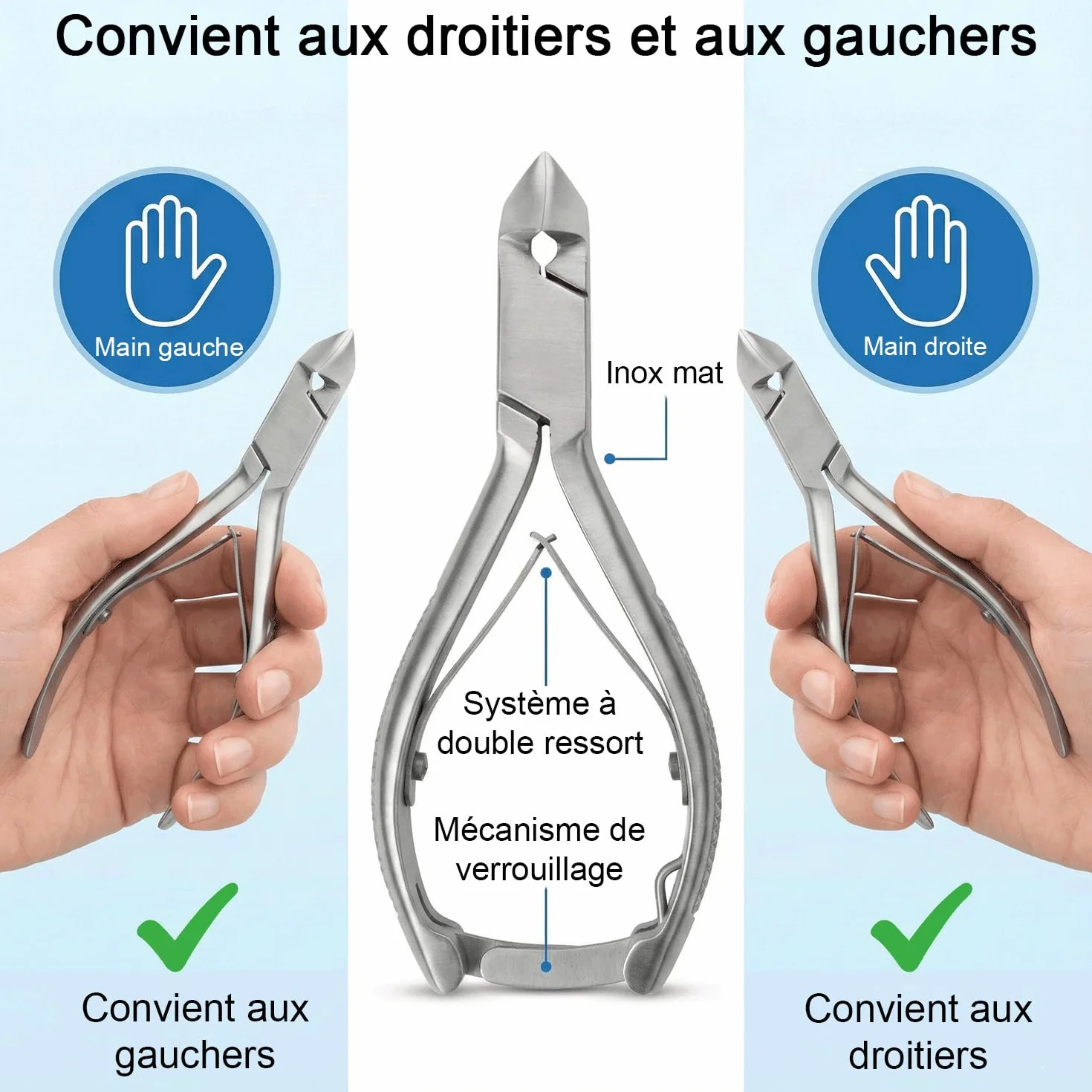 Pince à ongles inox 22 mm Surface de coupe avec capuchon de protection en cuir