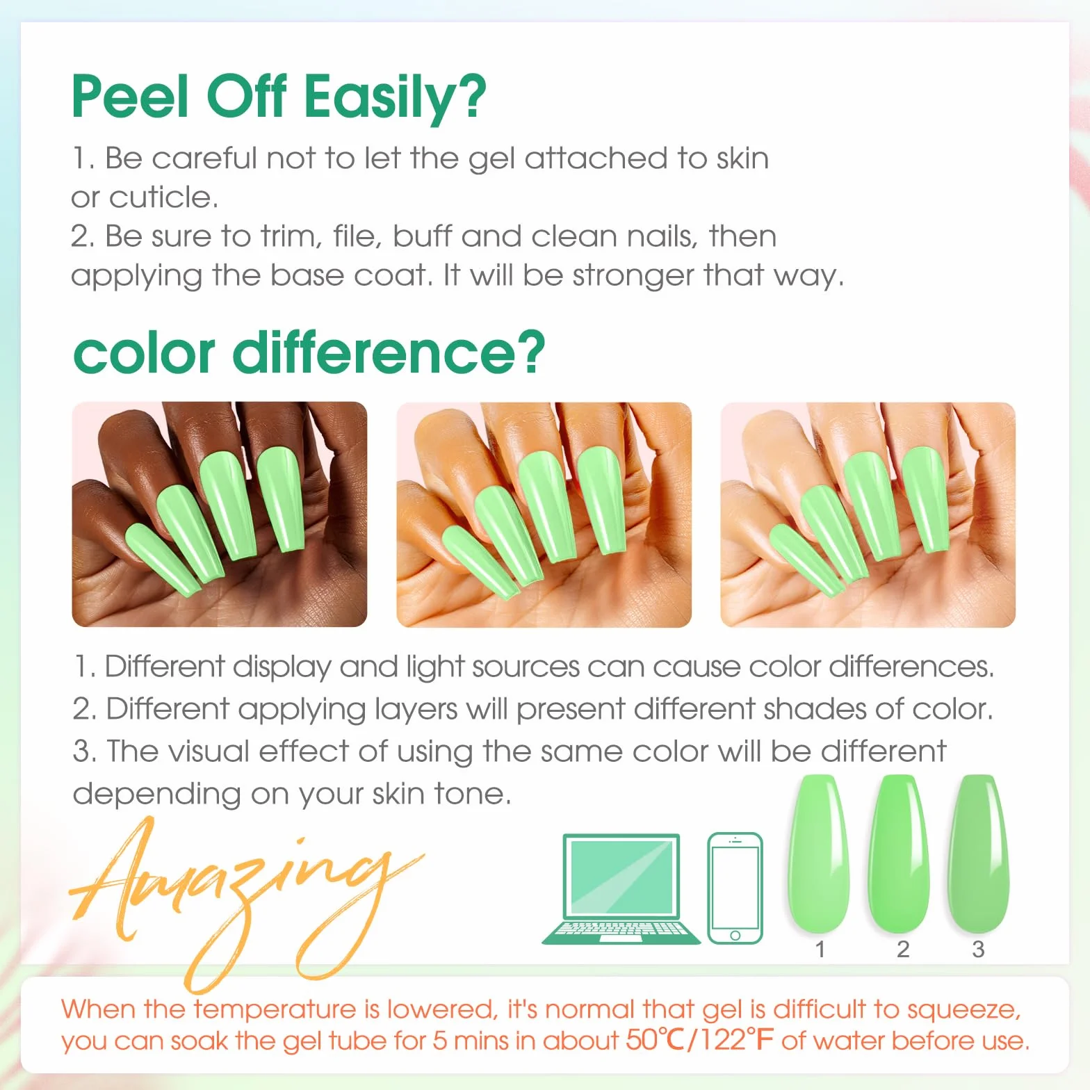 ROSALIND Kit UV Acrygel pour Ongle Complet 8 Couleurs 10 ml Lampe UV Base Top Coat Manucure DIY Nail Art