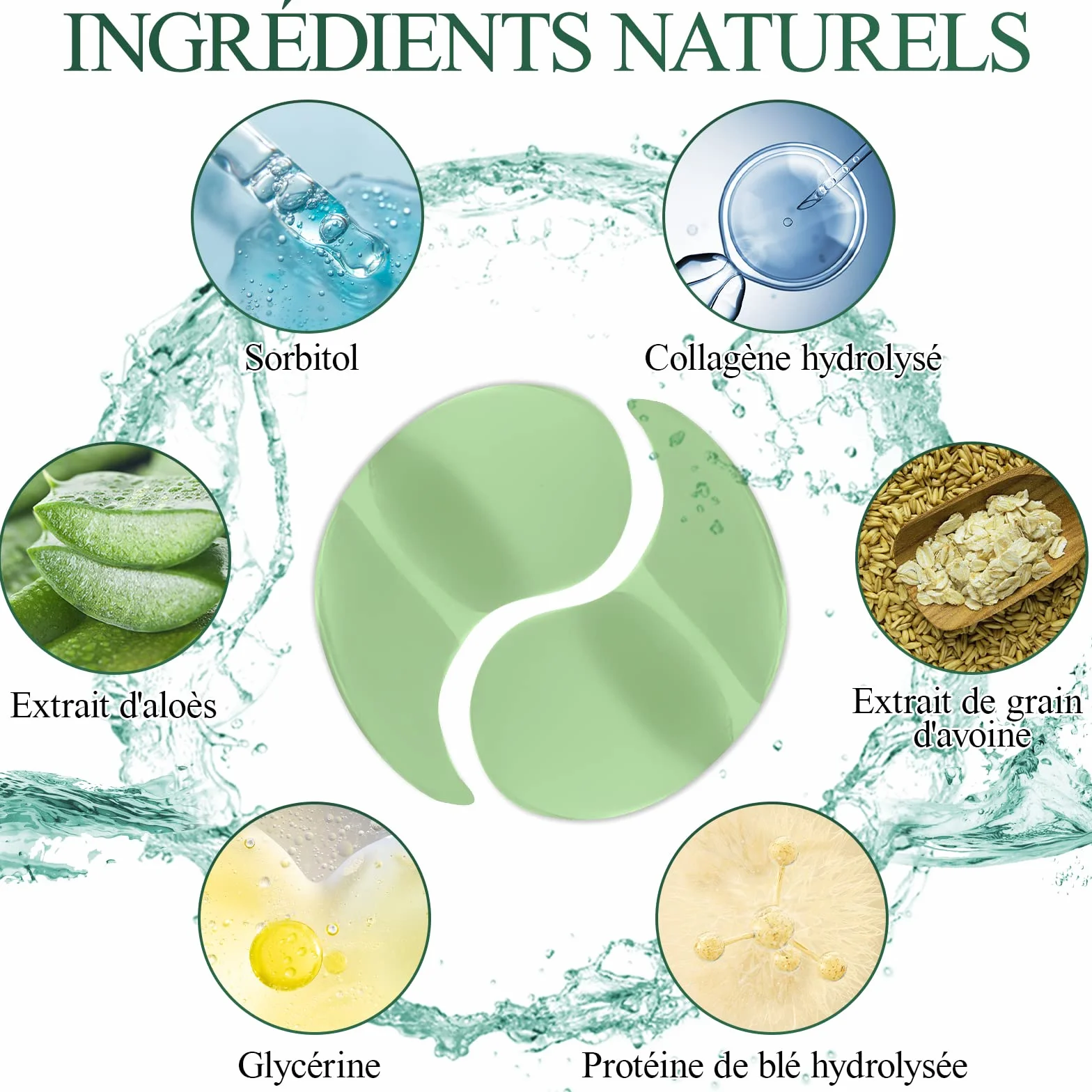 Eveellyn Patch Yeux Anti Cernes Hydratant Anti-âge à L'aloe Vera, 60 pièces