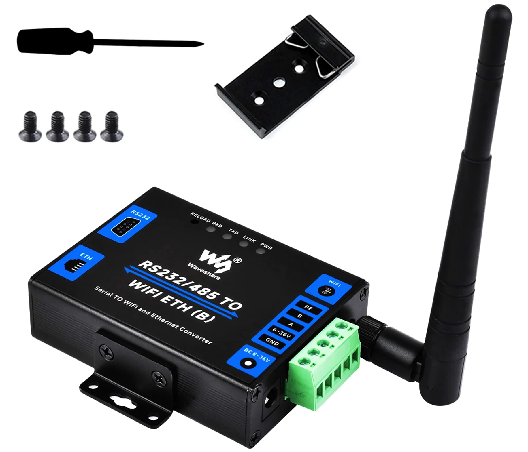 waveshare Convertisseur RS232/485 vers WiFi et Ethernet, serveur série, passerelle Modbus, passerelle MQTT, port série vers client HTTPD, autorise le port série au WiFi, port série vers Ethernet