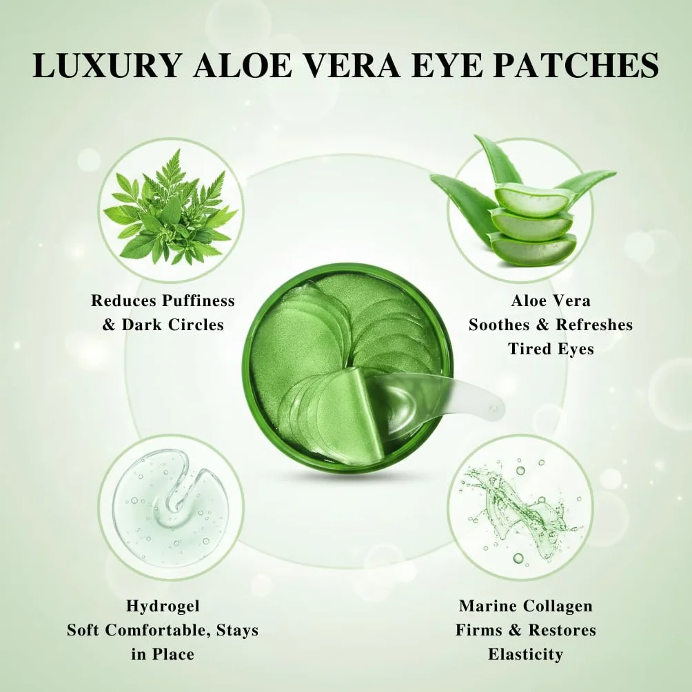 Patch Yeux Collagene Acide Hyaluronique 60 Pcs Anti Cernes Aloe Vera Éclaircir Poches Puffiness Rides