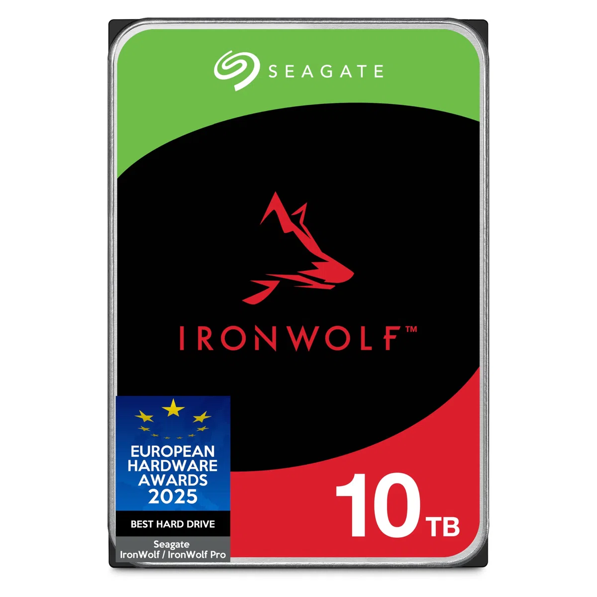 Seagate IronWolf 10To, Disque dur interne NAS HDD, CMR 3.5 Pouces, SATA 6 Goits/s 7 200 tr/min, 256 Mo de mémoire cache, pour NAS RAID, Ouverture Facile, Services Rescue (ST10000VNZ00)