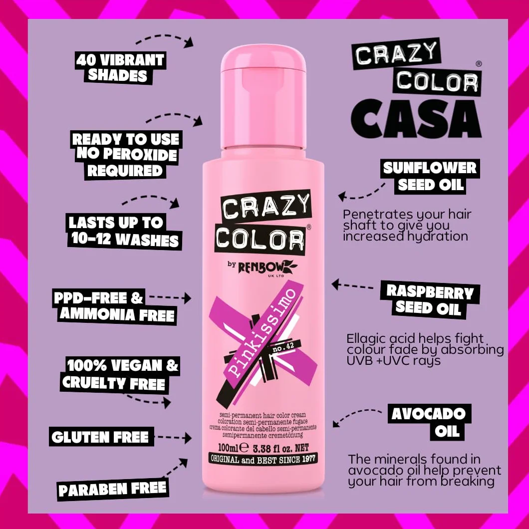 Crazy Color CRC025 Semi-Permanente Fugace Pinkissimo 100 ml