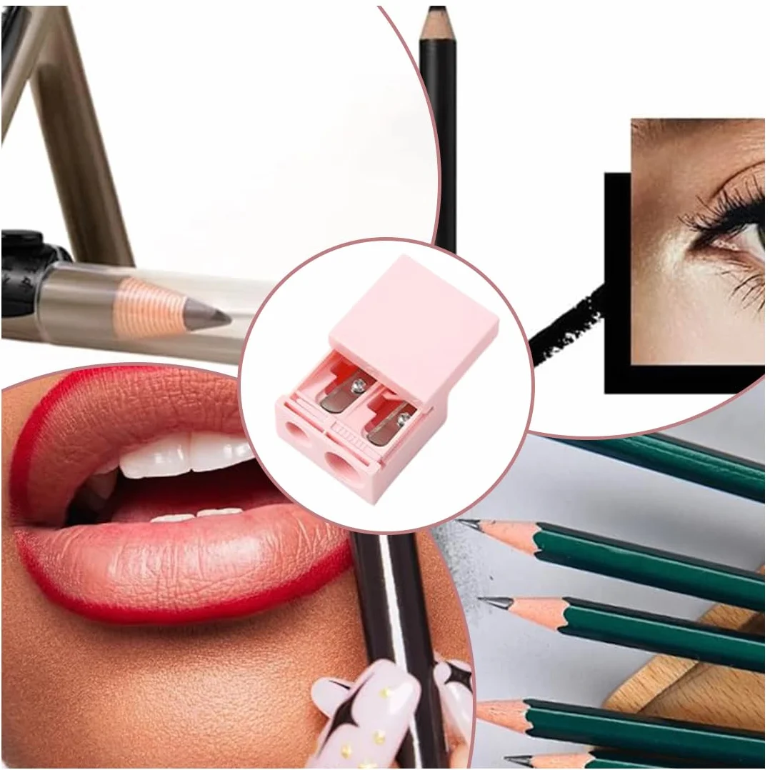 Taille Crayon Maquillage 2 Pcs Double Trou pour Crayons Jumbo et Standard