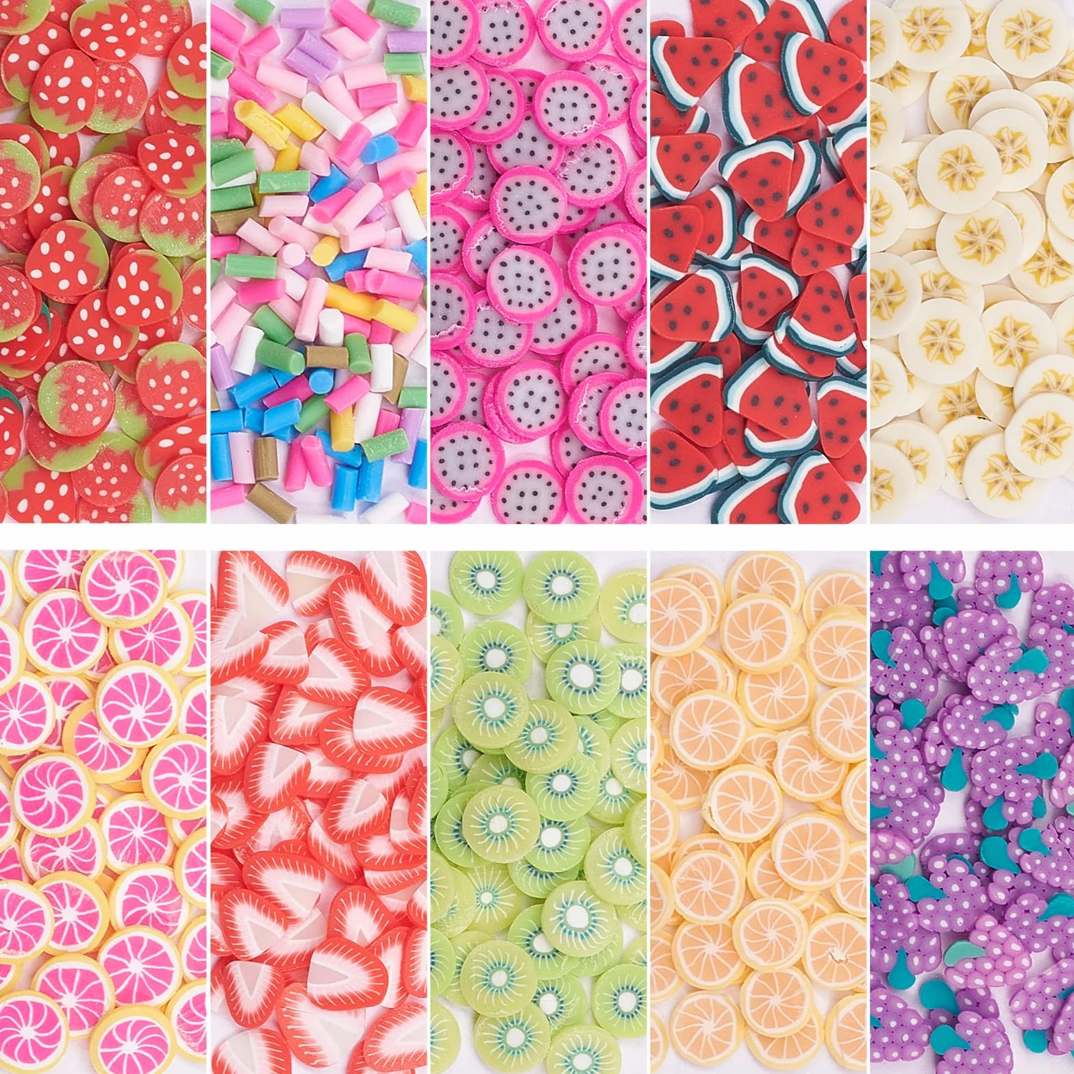 Lot de 4750 perles en argile polymère faites à la main pour décoration d'ongles