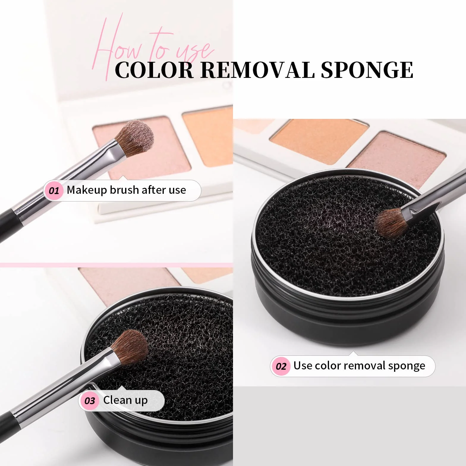 DUcare Pinceau de maquillage Nettoyer Kit de nettoyage 2Pcs Savon solide et Éponge