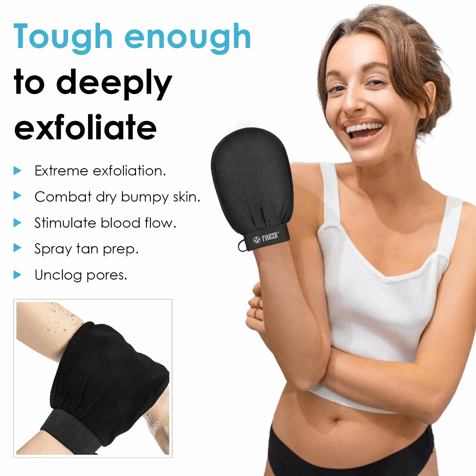 Gant Exfoliant pour le Corps, Gants Gommage Corps et Visage, Doux Exfoliants Noir