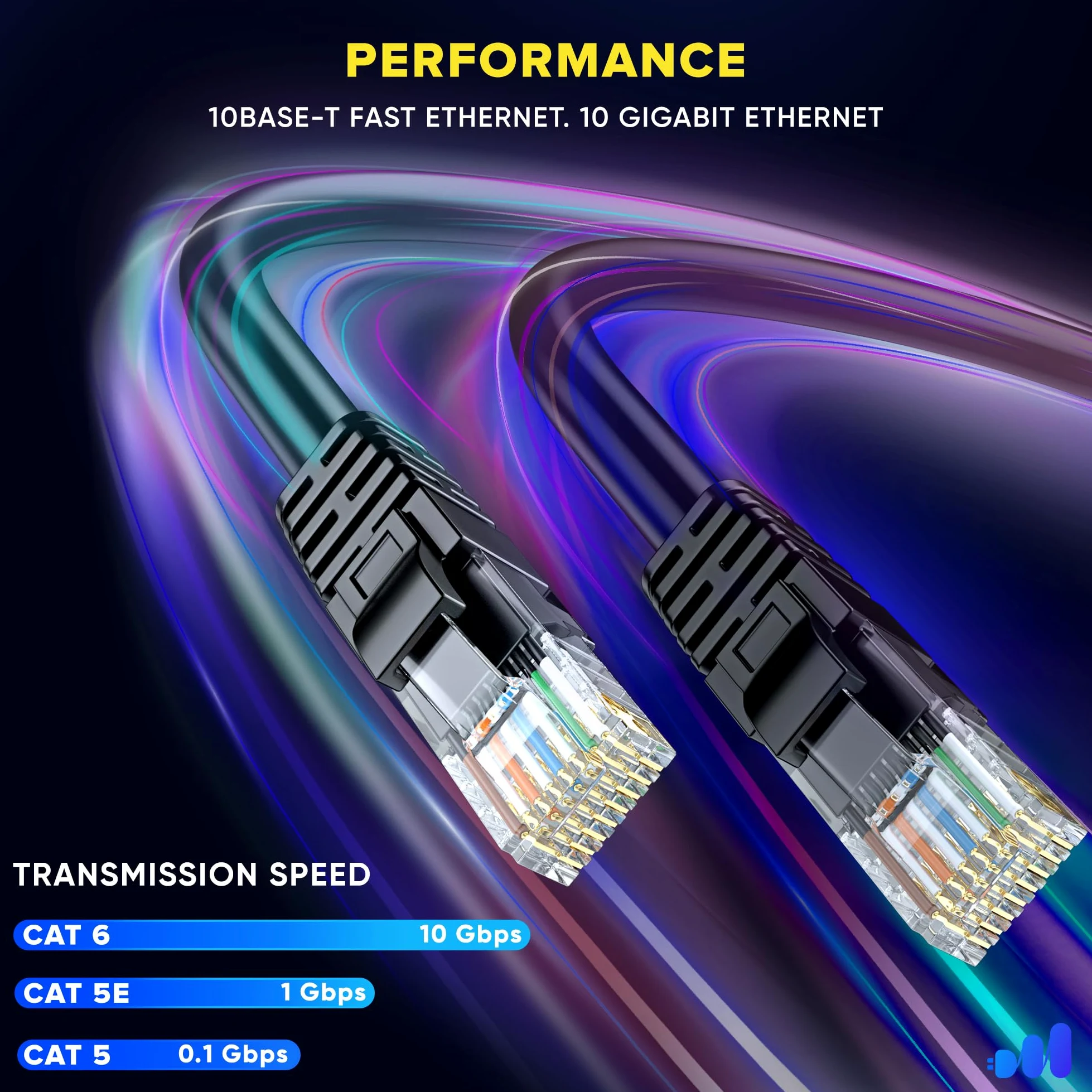 Maximm Lot de 10 câbles Ethernet Cat6 de 1,5 m, cordon UTP 10 Gbit/s 550 MHz noir