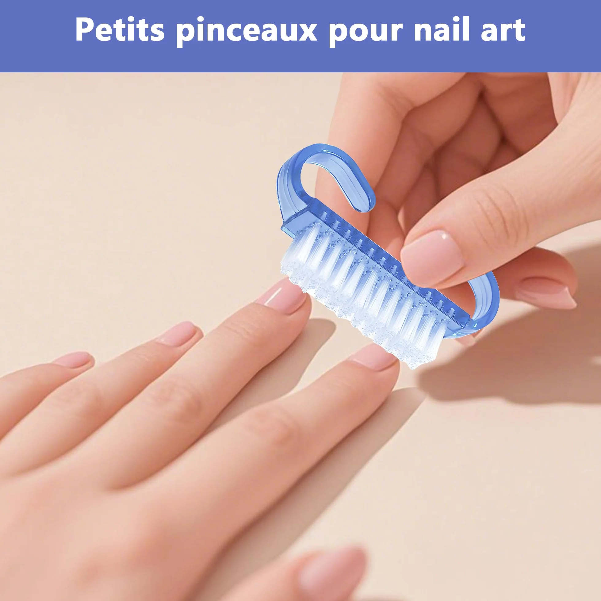 Set de 4 Brosses à Ongles à Manche, Brosse de Nettoyage pour Manucure et Soins des Ongles