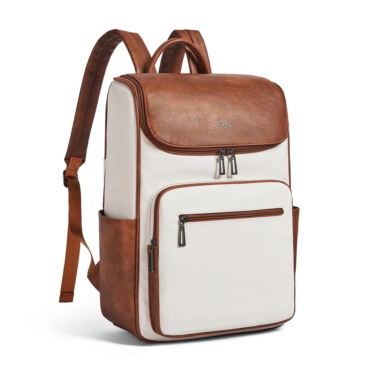 Sac à dos pour ordinateur portable pour femme, sac à dos de voyage en cuir de 15,6", sac à dos d'ordinateur pour le collège et les affaires