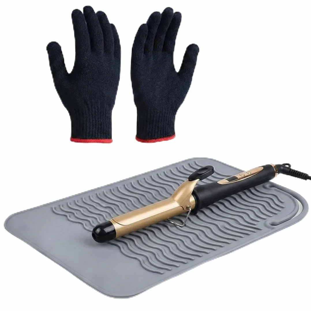 Gants Contre La Chaleur De Protection et Coussin Anti-brûlure, Coiffure Anti Chaleur Professionnel
