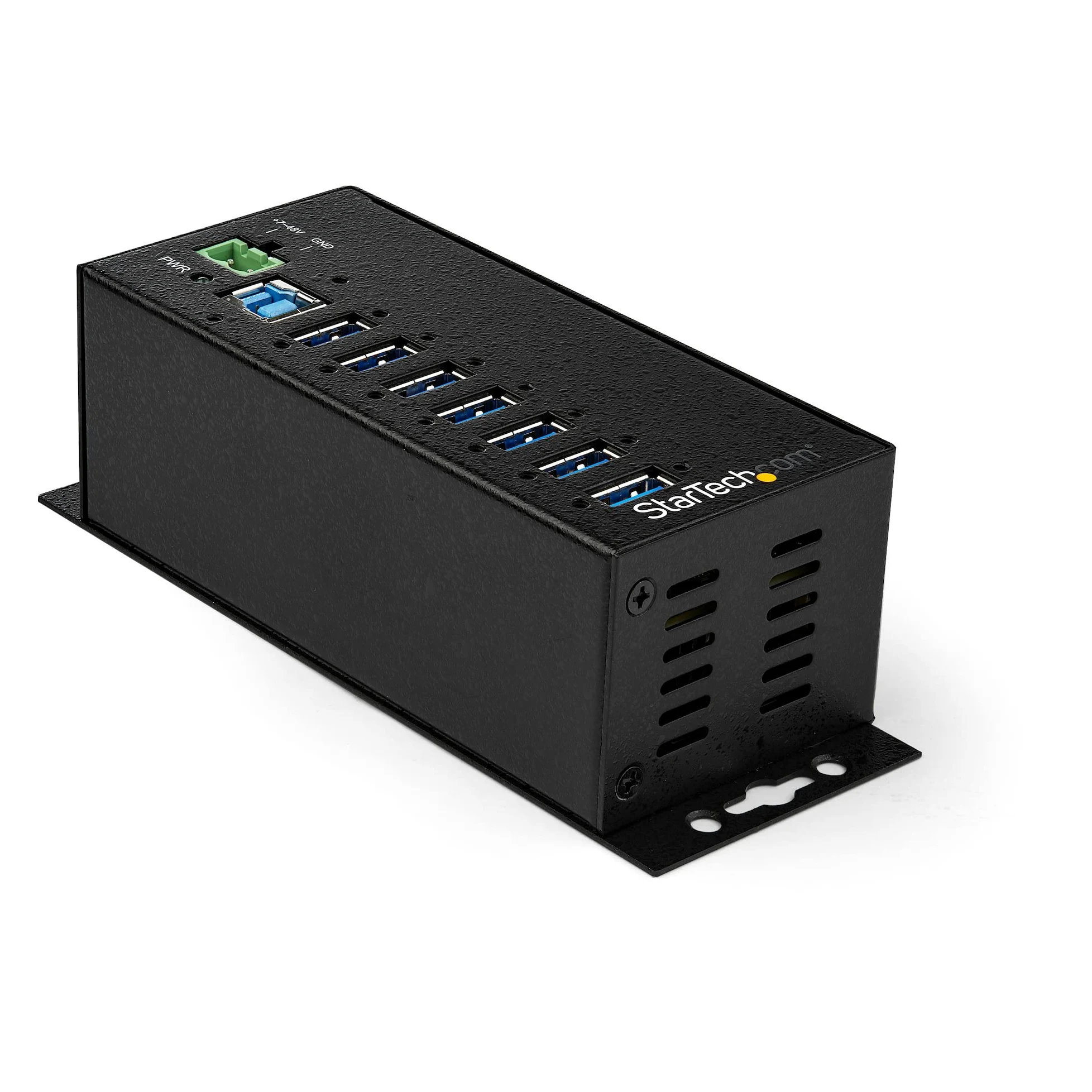 StarTech Hub Industriel USB 3.0 7 Ports 5Gbps, ESD Surtension (HB30A7AME) | Alimentation externe, Protection 350W, Metal, Montage rail DIN, Dock