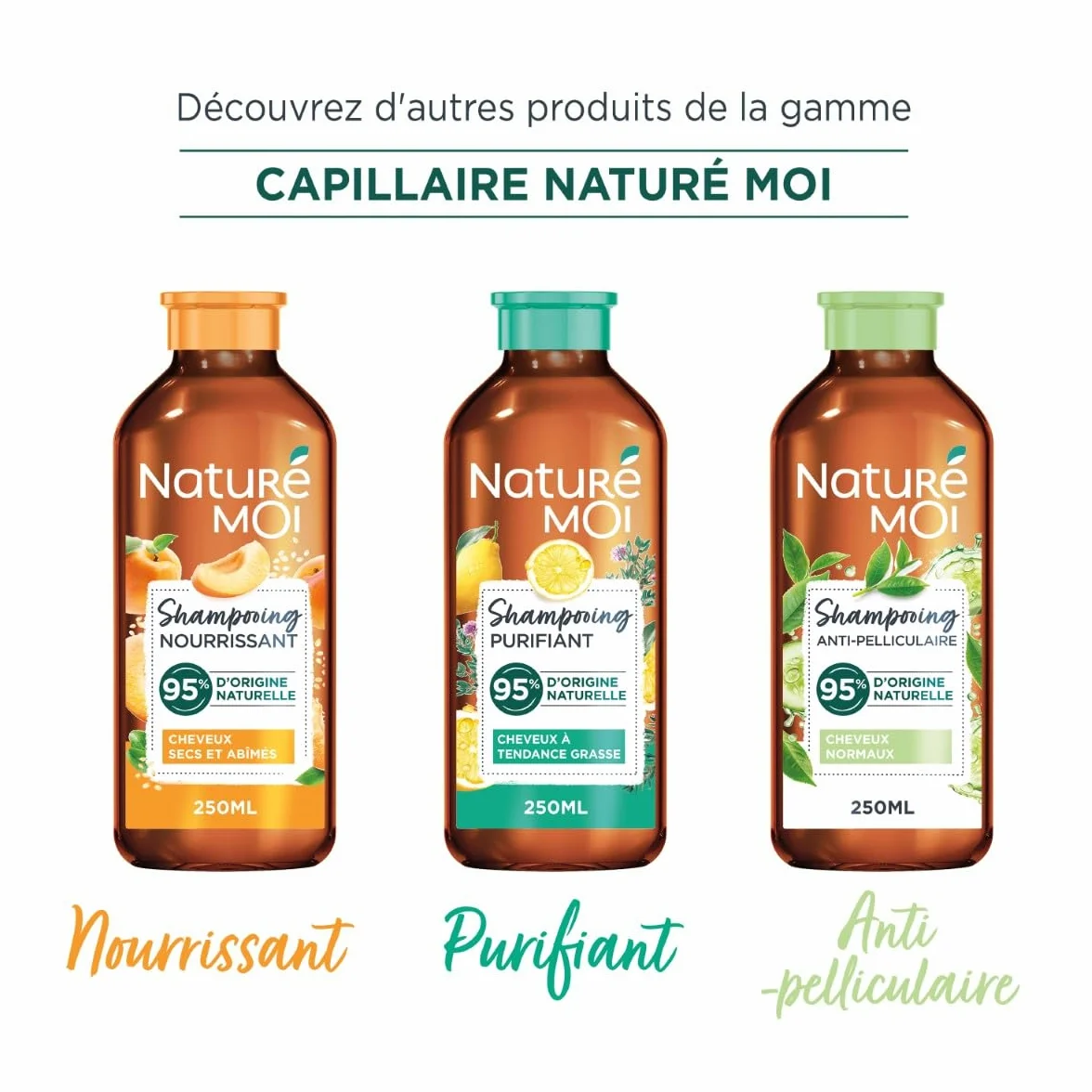 Naturé Moi Shampooing Antipelliculaire Sans Sulfate 250 ml Thé Eau de Concombre Bio 95% d'Origine Naturelle Fabriqué en France