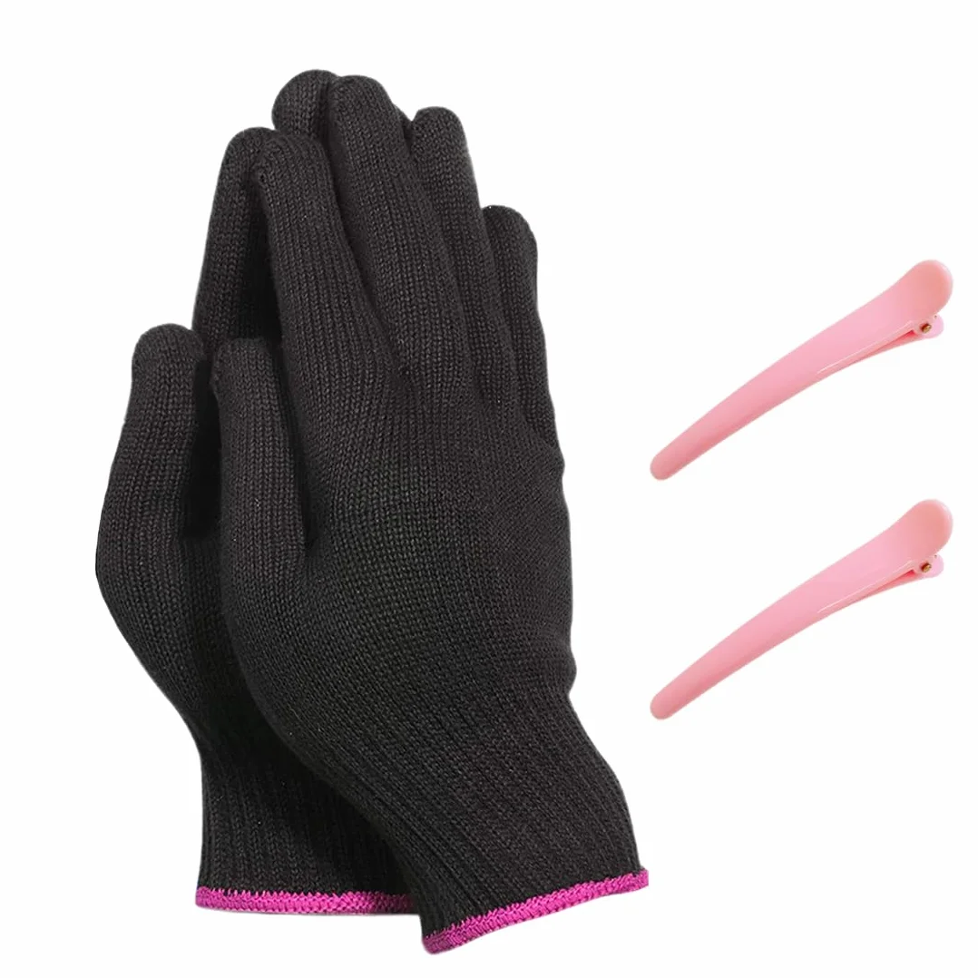 Gants de coiffure thermiques Lot de 2 résistants à la chaleur avec pinces à poudre