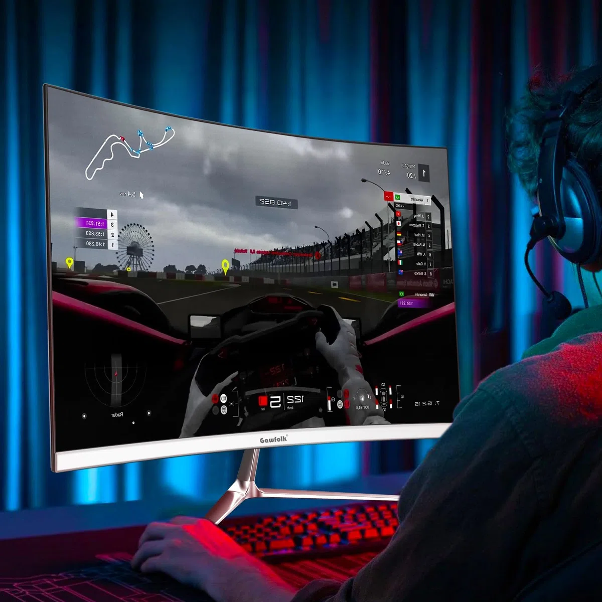 Gawfolk Écran PC Incurvé 24.5 Pouces, Moniteur Gaming 120Hz 3000R, Ecran PC FHD 1920x1080P, 100% sRGB, 1ms MPRT, Haut Parleurs Intégrés, Interface HDMI & DP, Protection des Yeux, Supporte VESA