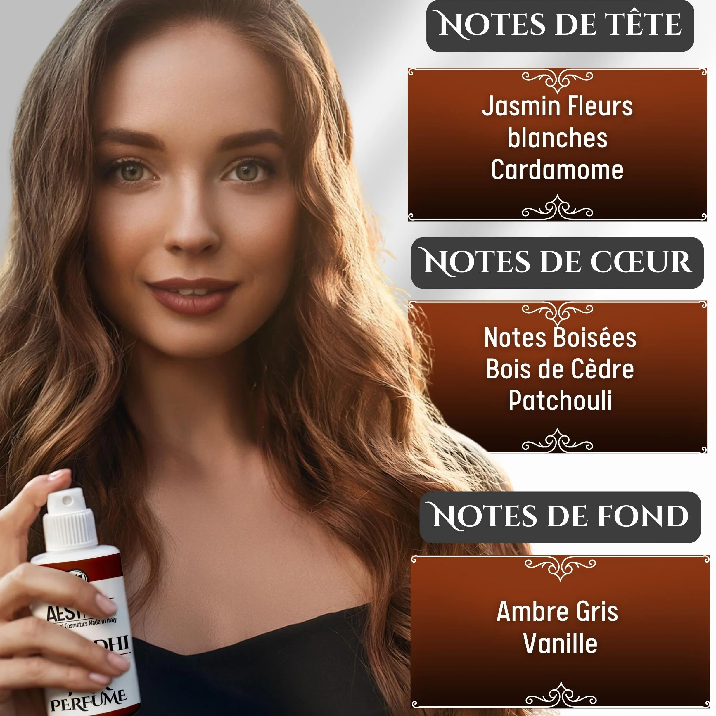 Aesthete Parfum Cheveux 50ml Jasmin Cèdre Vanille Sans Alcool Made In Italy