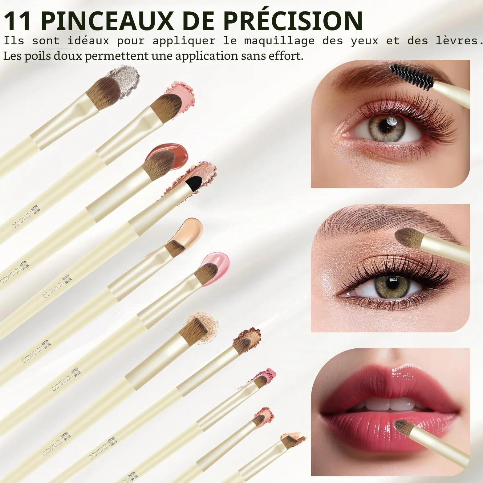 HEYMKGO Set de pinceaux de maquillage 16 pièces avec sac en velours