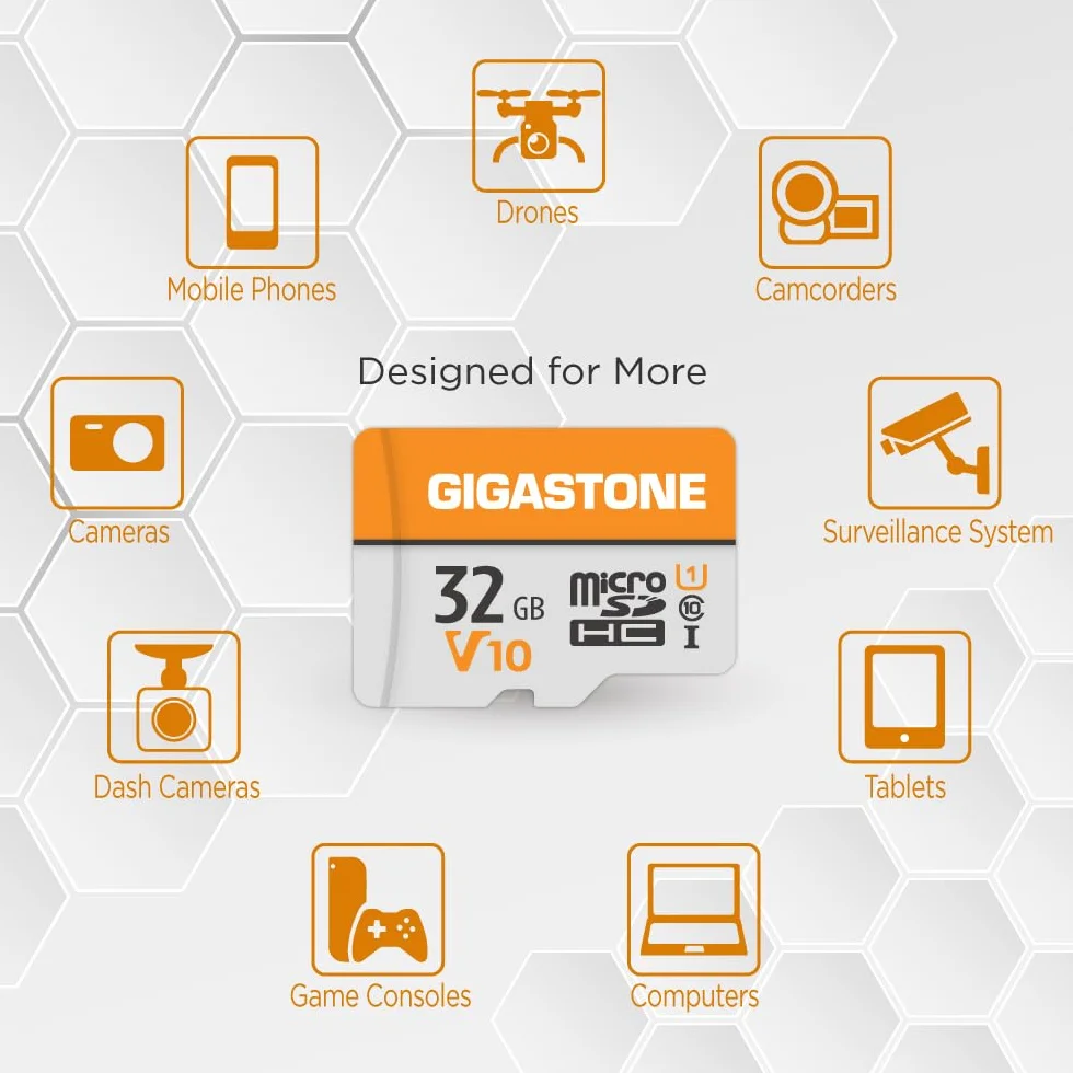 GIGASTONE Lot de 2 cartes micro SD 32 Go V10 microSDXC 90 Mo/s UHS-I Classe 10
