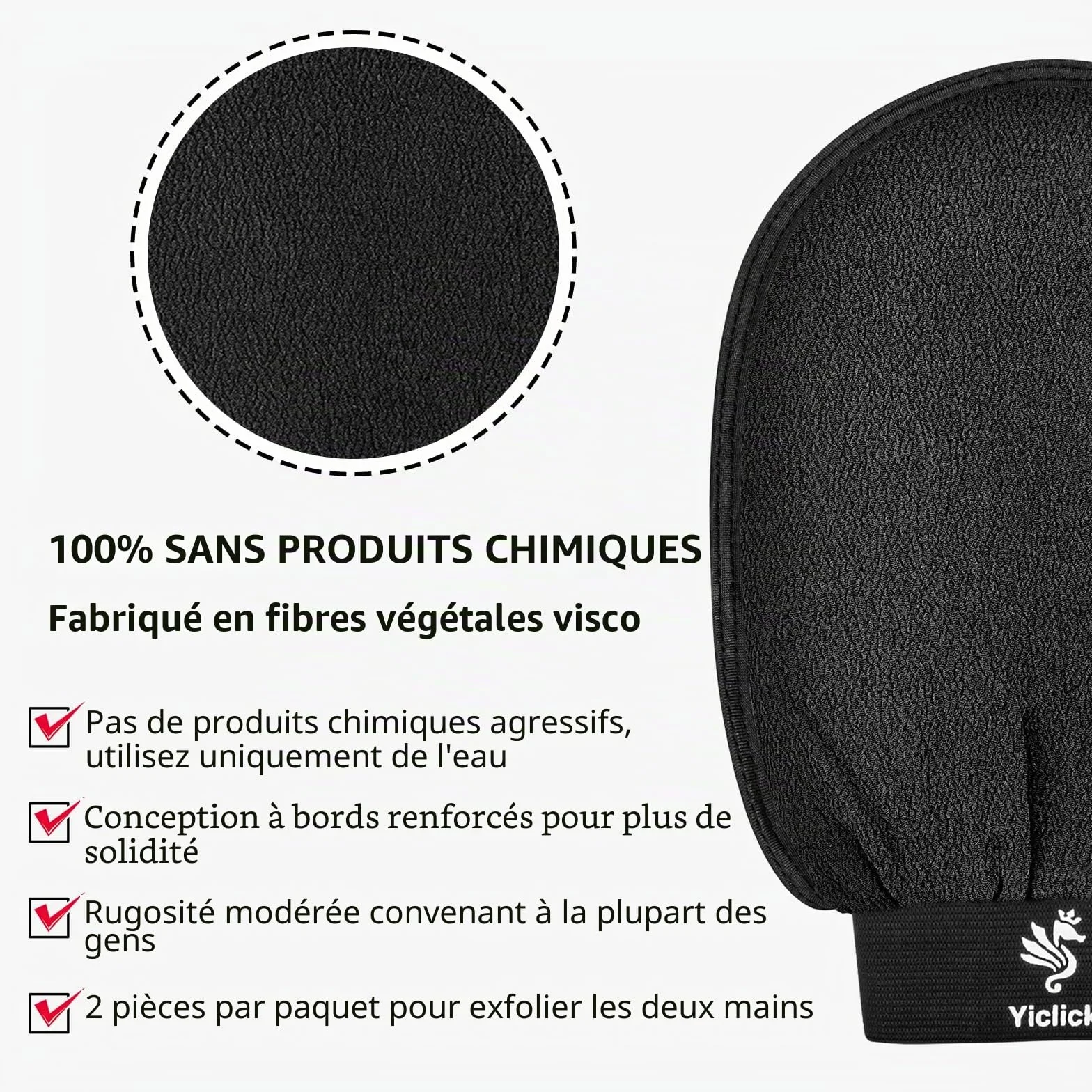Gant Exfoliant Hammam Corps Visage Soie Gommage Body Scrub Eponge Loofah Brosse Noir 2 Pièces