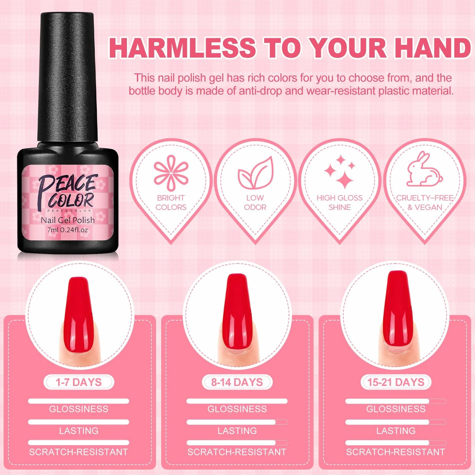 PEACECOLOR Kit Vernis Semi Permanent Complet 35 Couleurs avec Lampe UV LED et Ponceuse pour Ongles
