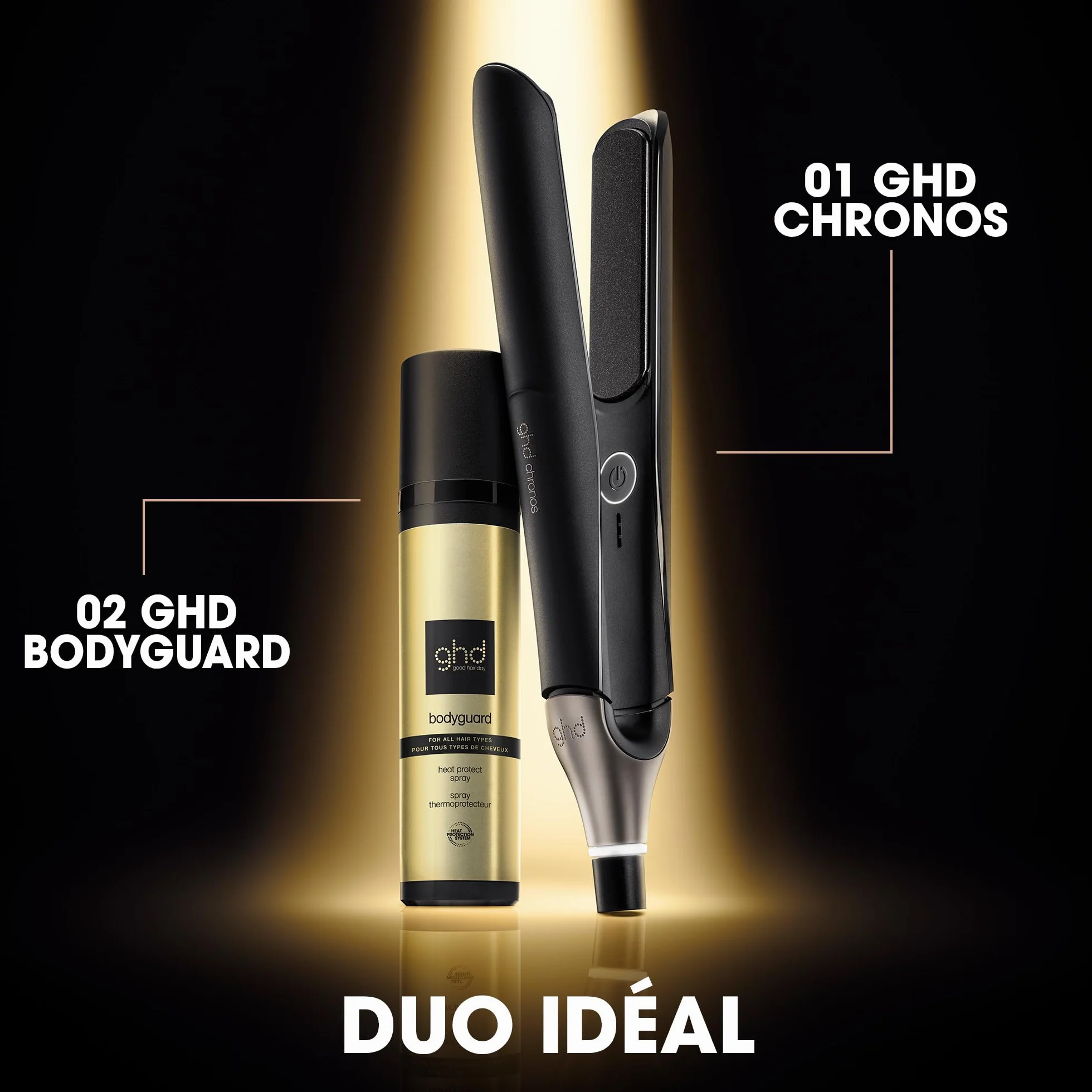 ghd Lisseur cheveux Chronos Fer à lisser professionnel coiffage rapide brillant sans chaleur extrême tous types cheveux