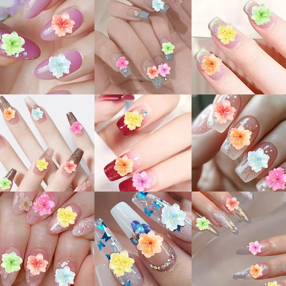 Vicloon 50 Pièces Charme Floral Nail Art Strass pour Ongles