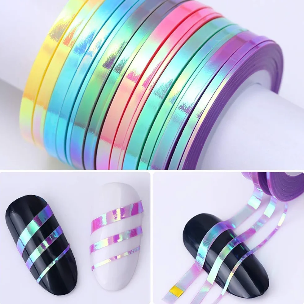 Nail Art Autocollant 6 Rouleaux DIY Manucure Rayures Bandes Ligne Stickers Décoration