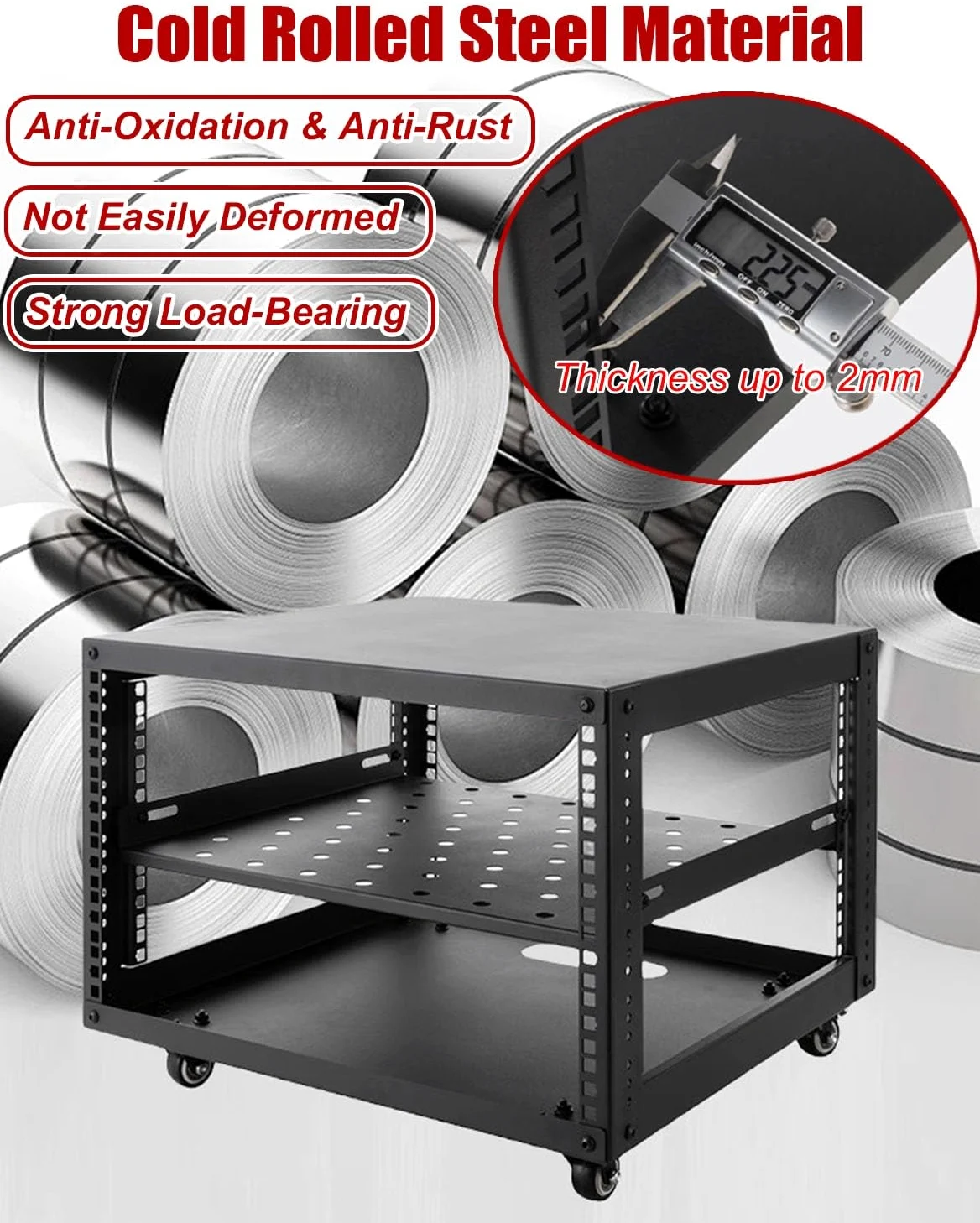 Racks pour Ordinateur et Serveur Structure Ouverte Mobile, avec 4 Roulettes