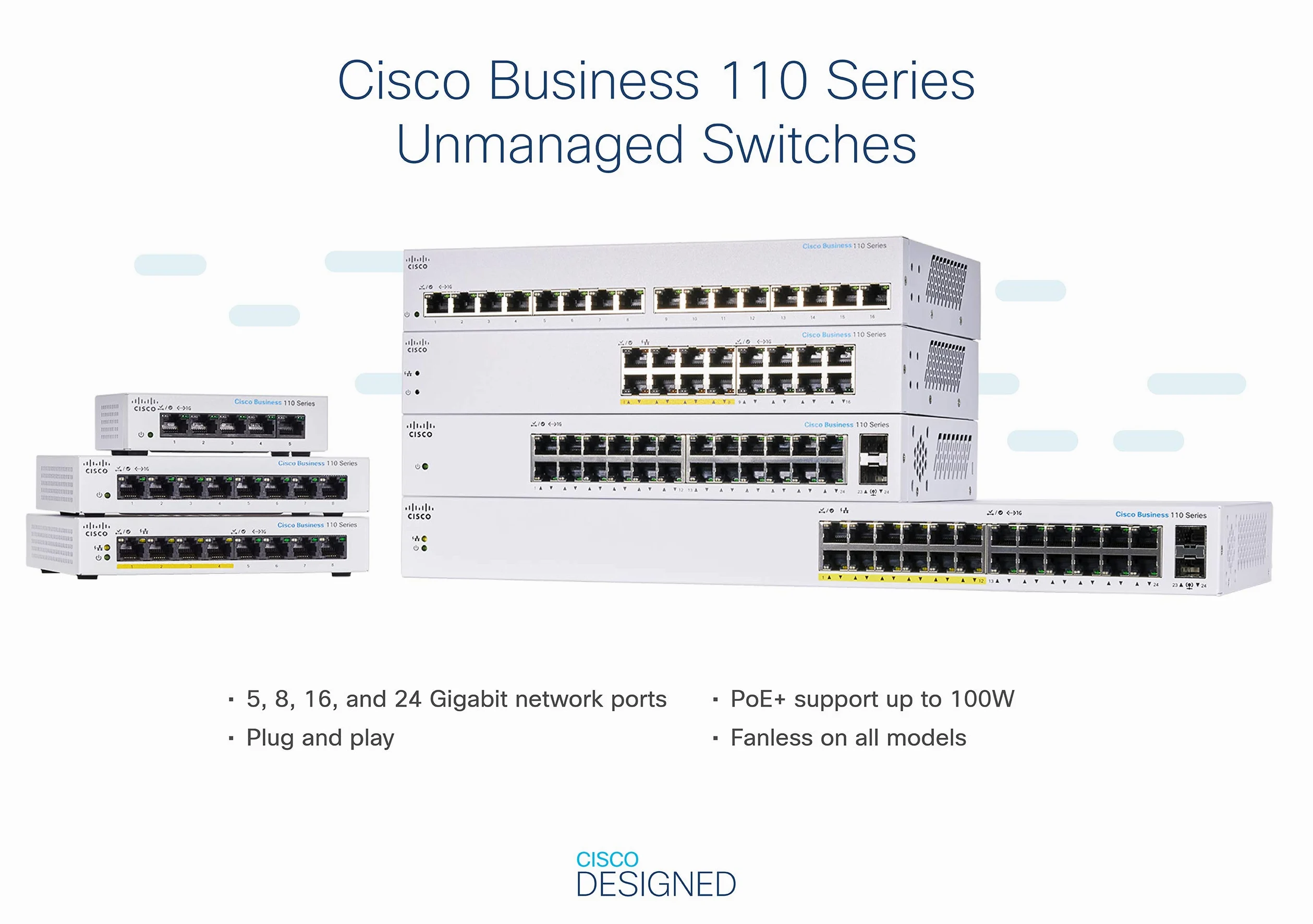 Cisco Business CBS110-24T-UK Switch Non Géré | 24 Ports GE | 2x1G SFP Partagés | Protection à Vie Limitée (CBS110-24T-UK)
