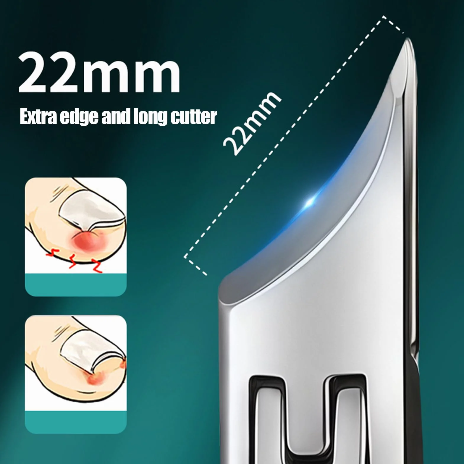 Slanted Nail Clippers Curved Pedicure Tool, Heavy Duty Trimmer, Anti-Splash Blade, Ergonomic Handle, Silver Finish, 10.2 x 1.8 cm