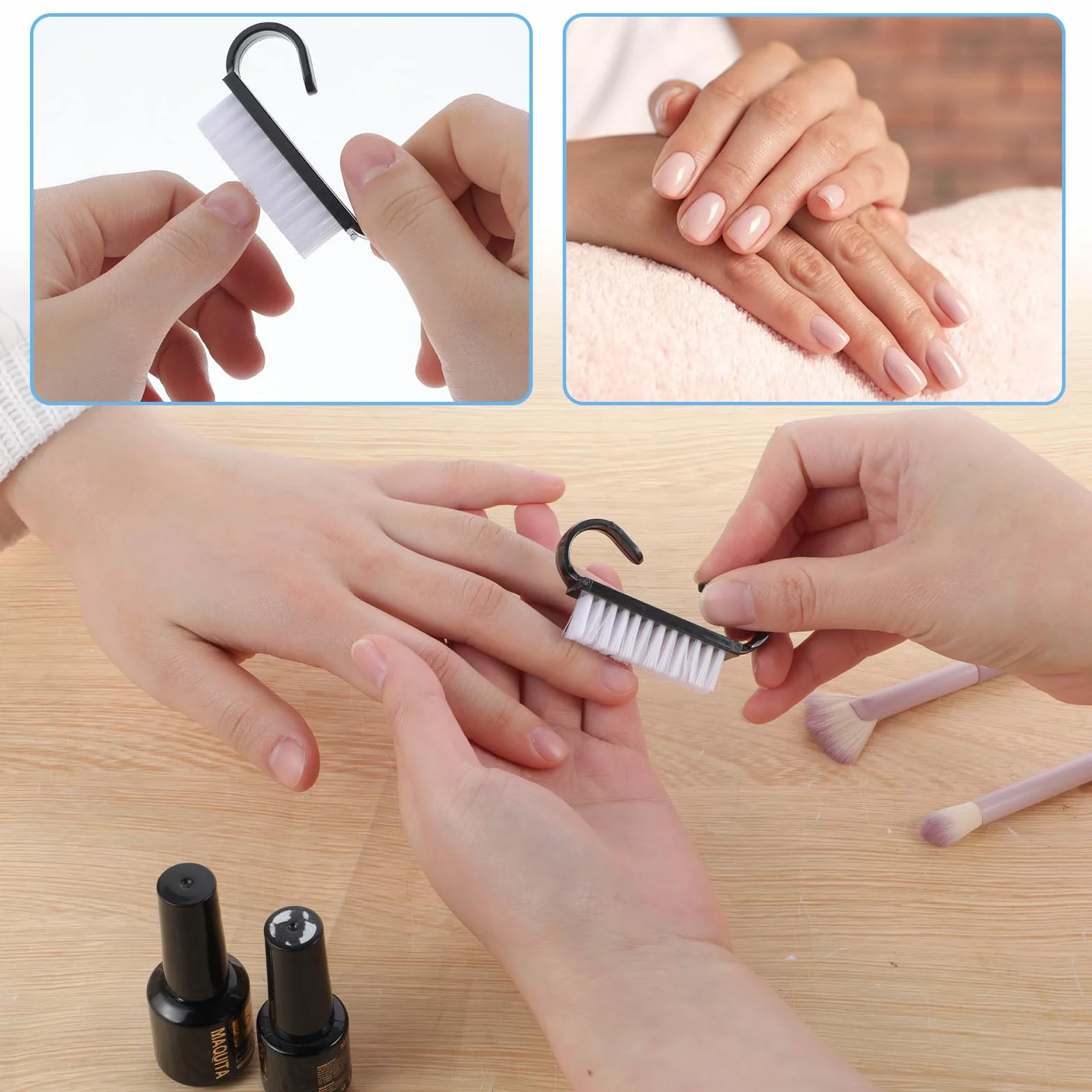 Lot de 20 brosses à ongles avec poignée - Noir - Mini brosse à ongles manucure