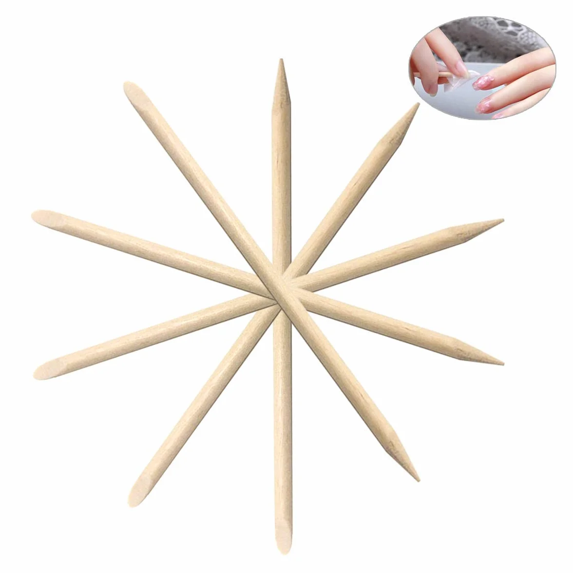 BetterJonny Bâtons de Bois Orange Stick Double Face 300Pcs Batonnets des Ongles Manucure Pédicure