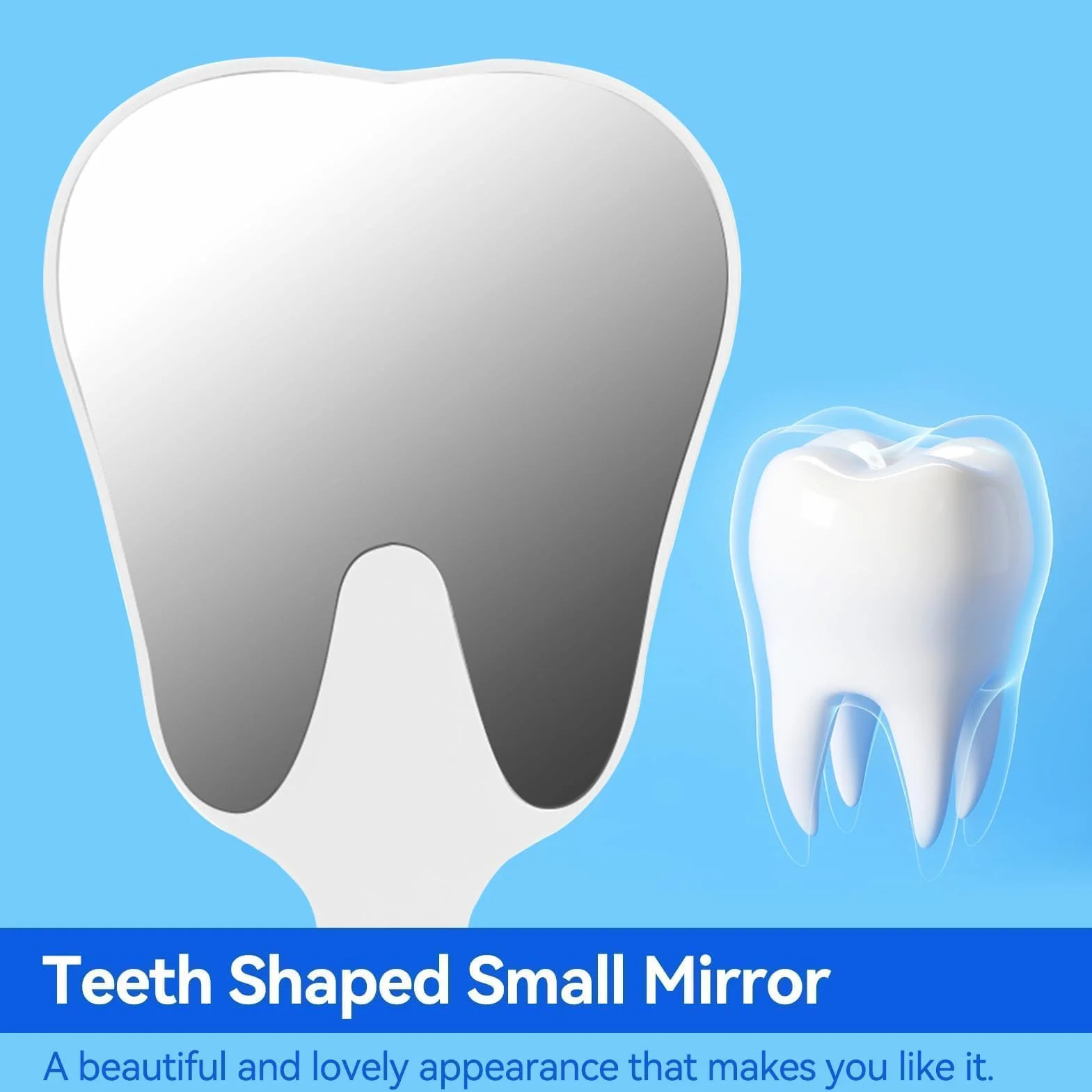 Miroir Dentaire 9x5in Miroir d'Inspection Dentaire Portable avec Poignée en Plastique Blanc