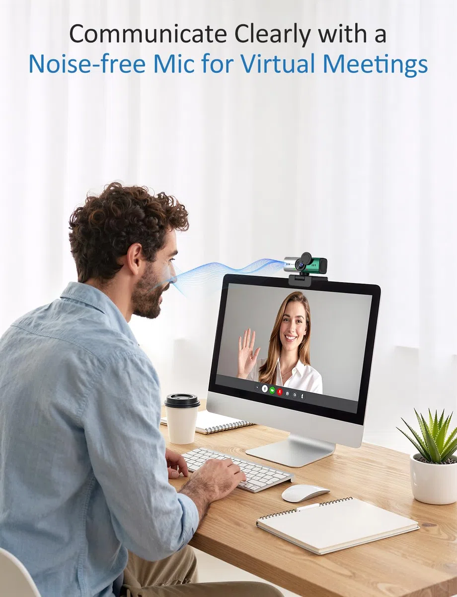 Webcam pour PC, caméra de streaming 4K, caméra Web pour ordinateur de bureau/ordinateur portable avec microphone, webcam USB Plug and Play, boîtier en alliage d'aluminium, pour diffusion en direct