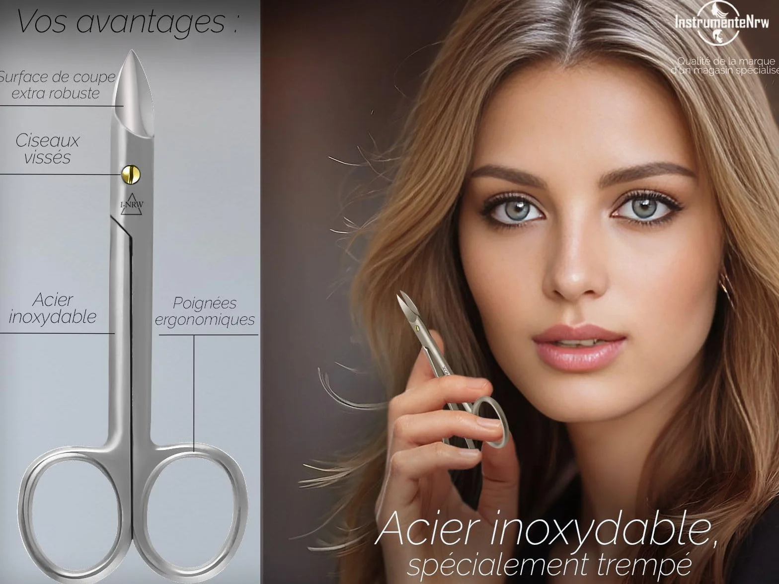 Ciseaux à ongles pour les pieds Acier inoxydable Manucure Pédicure lame incurvée 10,5 cm