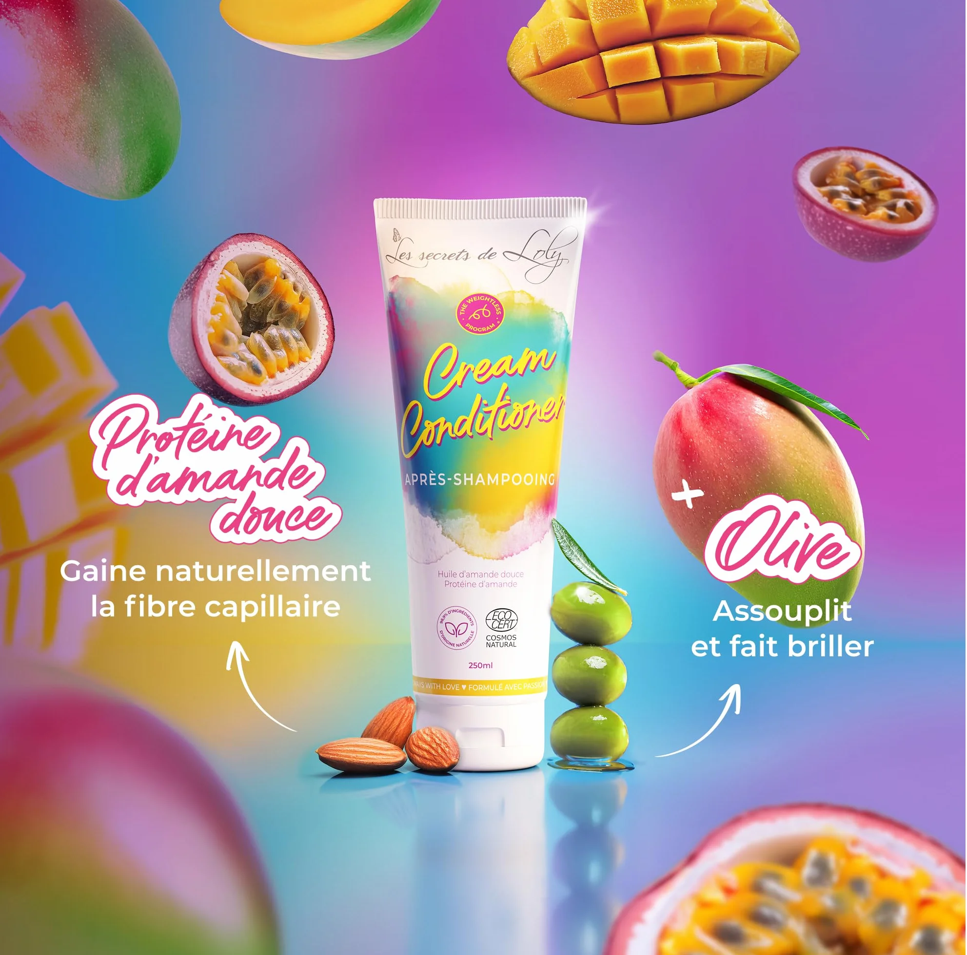 Les Secrets de Loly Après-shampooing démêlant Hydratant & définition Cheveux ondulés bouclés frisés crépus 250 ml