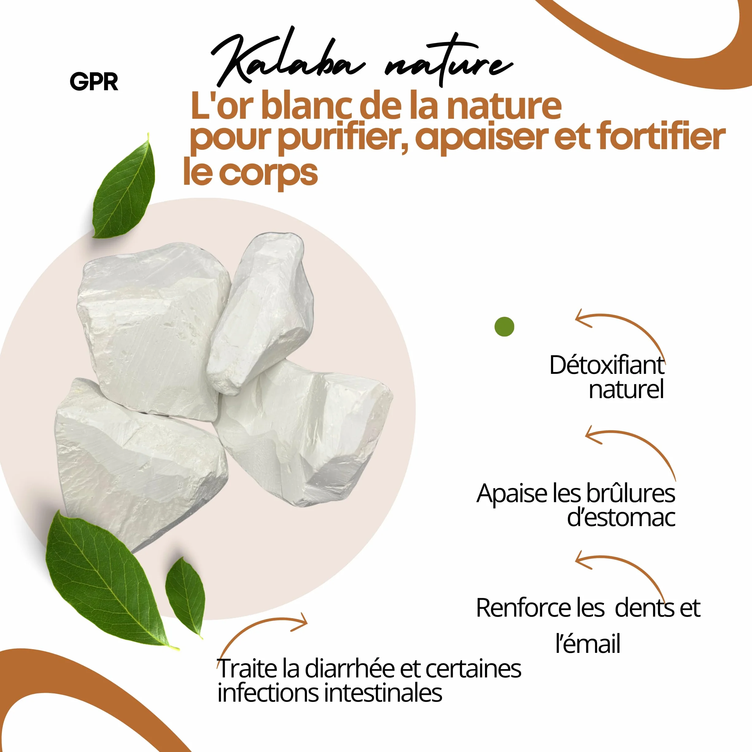Kaolin du Bénin 100 g – Argile Blanche Africaine – Terre Naturelle – Kalaba Naturel
