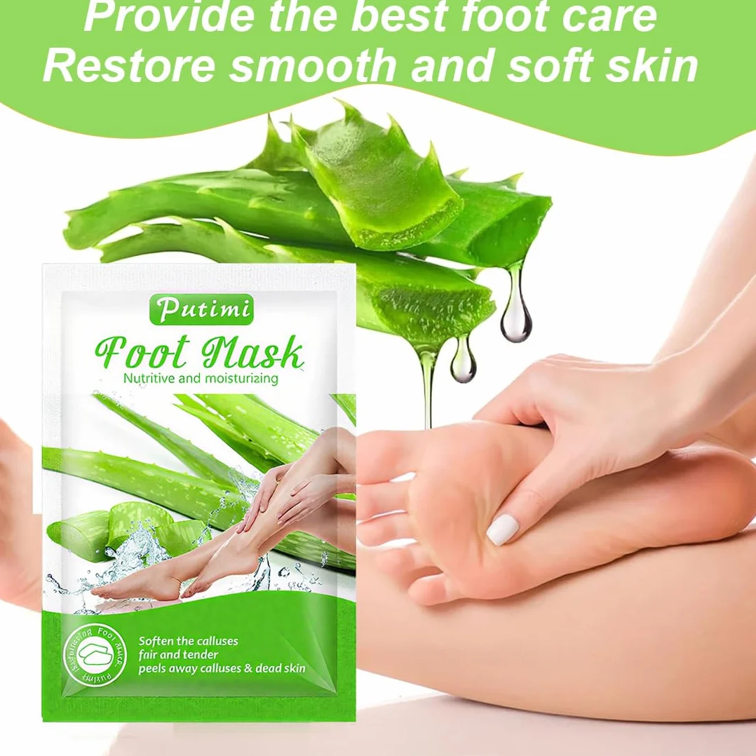 Masque Pied Peeling Exfoliant Aloe Vera 2 Paires Enlever Callosités
