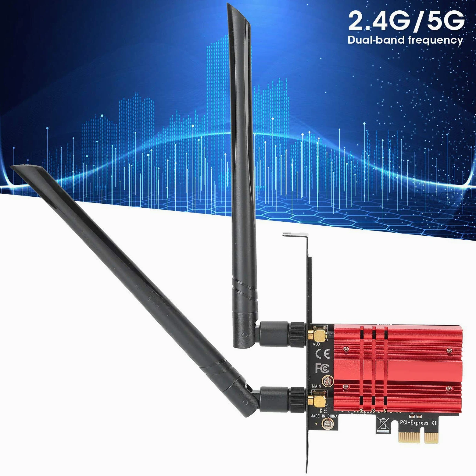 Carte Réseau Fil PCI E Adaptateur Wi-FI Double Bande AX200S BR