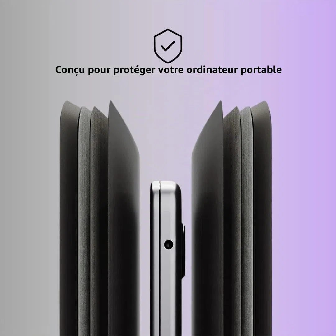Housse pour ordinateur portable avec chargement sans fil | Housse multifonctionnelle 4-en-1 en cuir, tapis de souris et tapis de bureau | Charge rapide pour téléphones et écouteurs | Protection