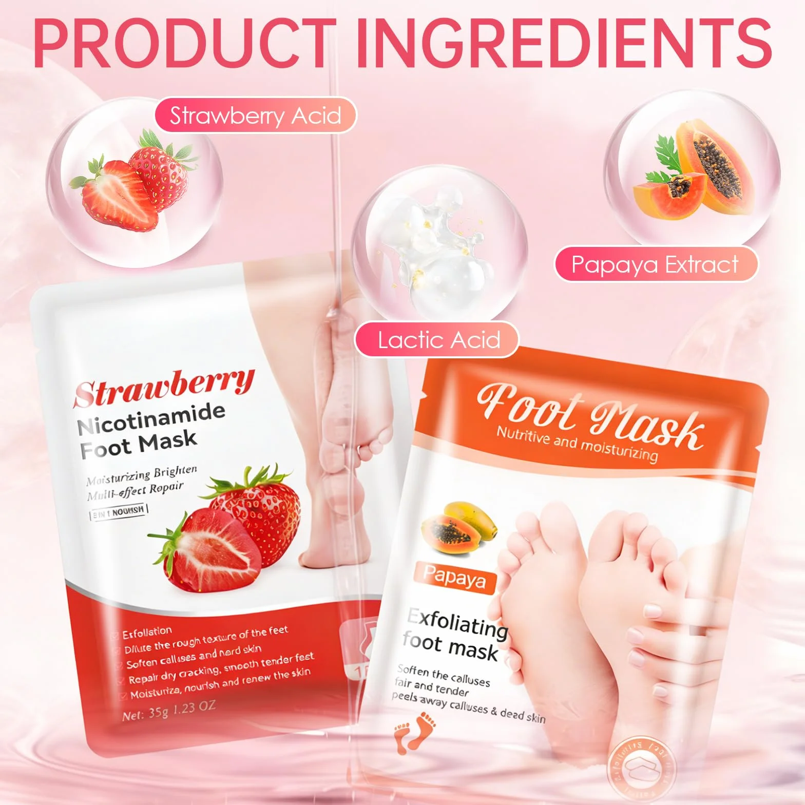 Masque Pied Exfoliant 2 Paires, Chaussette Exfoliante Pieds Secs, Hydratation Profonde
