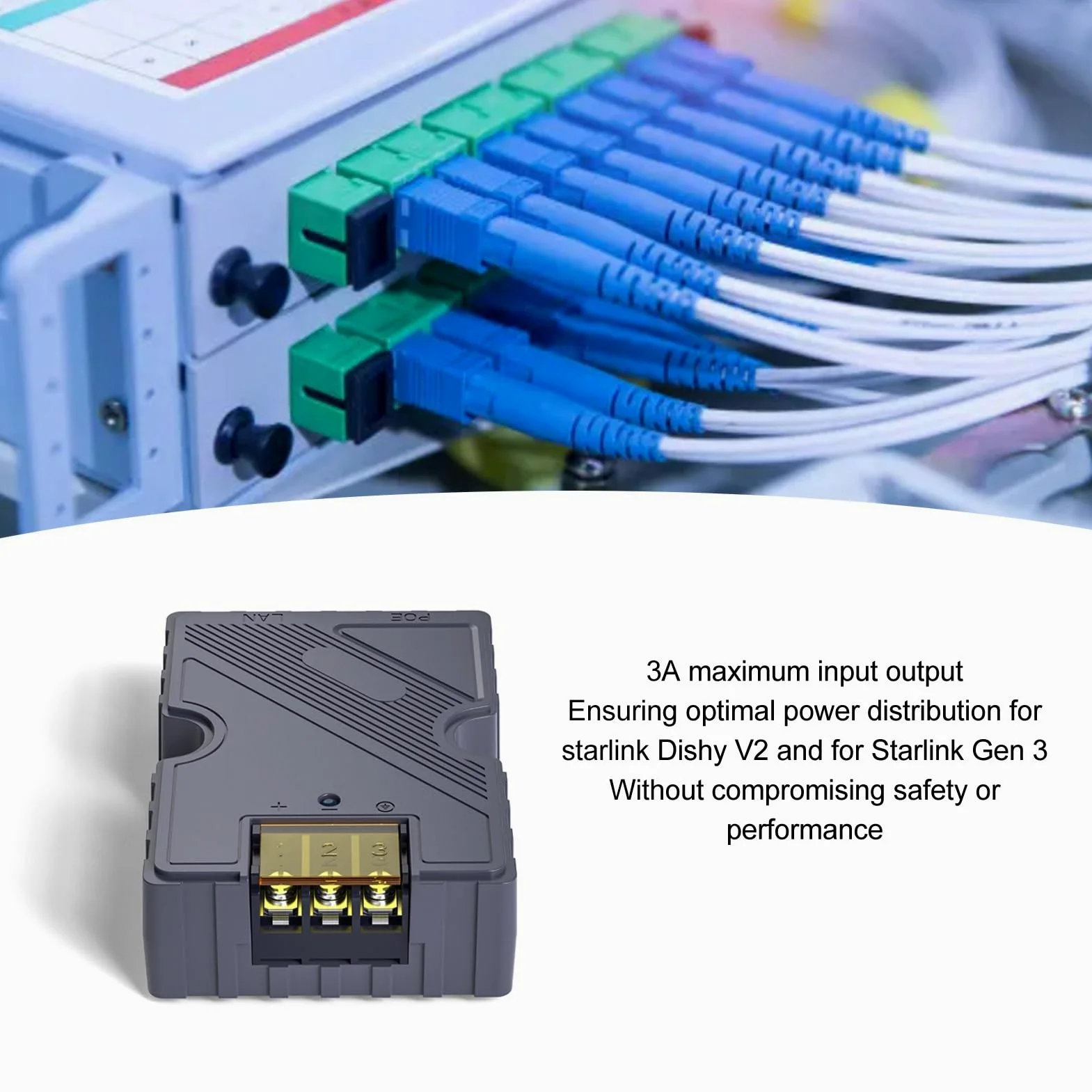 Injecteur PoE ESD Passive Contre Les Surtensions ABS 48-57 V 3 A GigE avec LAN, Adaptateur Ultra PoE 150 W 10/100/1000 Mbps pour Kit Internet par Satellite
