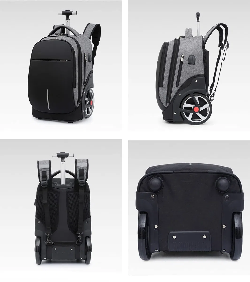 Sac à Dos Ordinateur Portable 19 Pouces Sac à Dos à Roulettes Homme Grande Femmes Capacité Sac a Dos PC Portable avec Chargement USB Sac à Dos Affaires Scolaire Collège