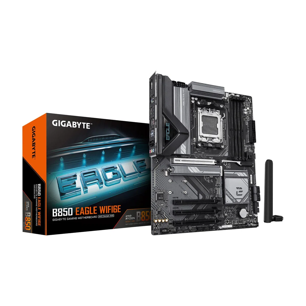 GIGABYTE B850 Eagle WIFI6E Carte mère AMD AM5 LGA 1718, ATX, DDR5, 3X M.2, PCIe 5.0, USB-C, WIFI6E, 1GbE LAN, EZ-Loquet